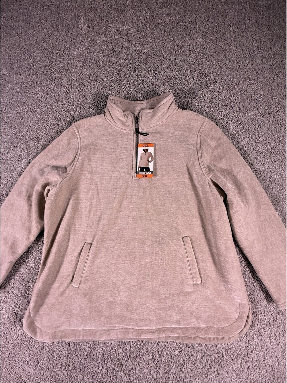 NWT 32 Degrees Women’s 1/4 Zip Pullover With Pockets Fleece Beige Size XXL